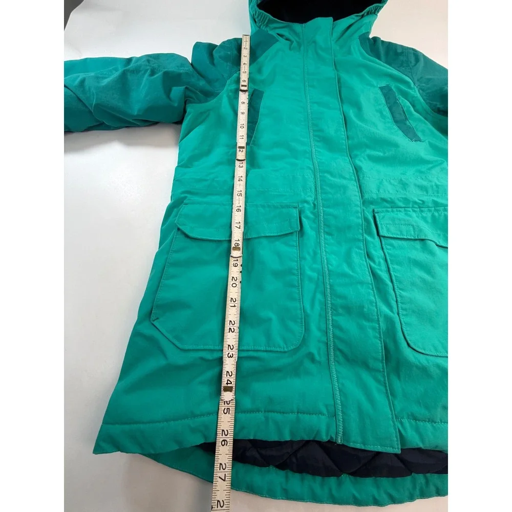 Lands End Squall Waterproof Parka Green Kids Large 14 Grow-A-Long Hooded Jacket